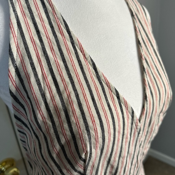 Very J Jumpsuit, Wide leg, Striped, Racerback, belt, 100% Cotton, Medium - Picture 5 of 8